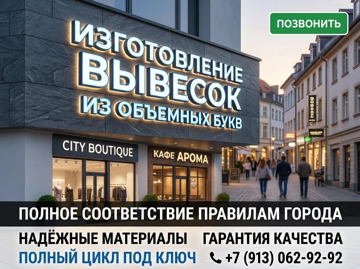 Изготовление вывесок из объемных букв